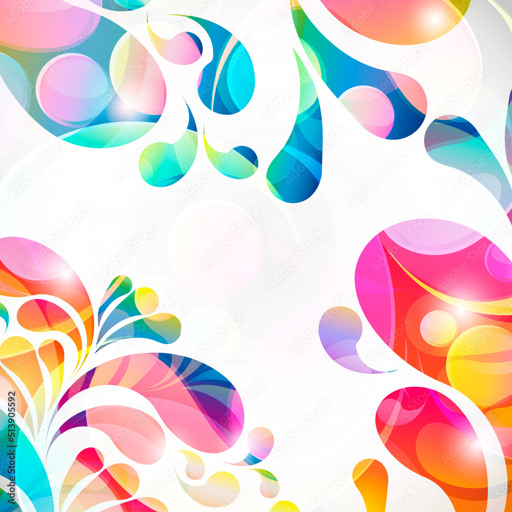 Aufkleber abstract colorful paisley arc-drop pattern on a white background. transparent colorful drops and cir