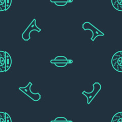 Set line Car door handle, fender and brake disk with caliper on seamless pattern. Vector