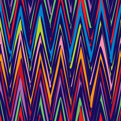 Seamless Grunge Chevron Pattern Colorful Design for Fabric and Textile Print