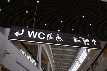 Illuminated sign. Toilet, children's room, supermarket, disabled room, food court