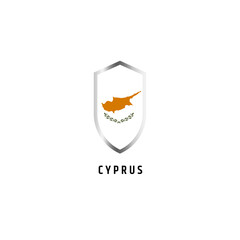 Flag of Cyprus with shield shape icon flat vector illustration