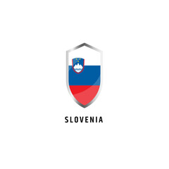 Flag of Slovenia with shield shape icon flat vector illustration