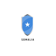 Flag of Somalia with shield shape icon flat vector illustration