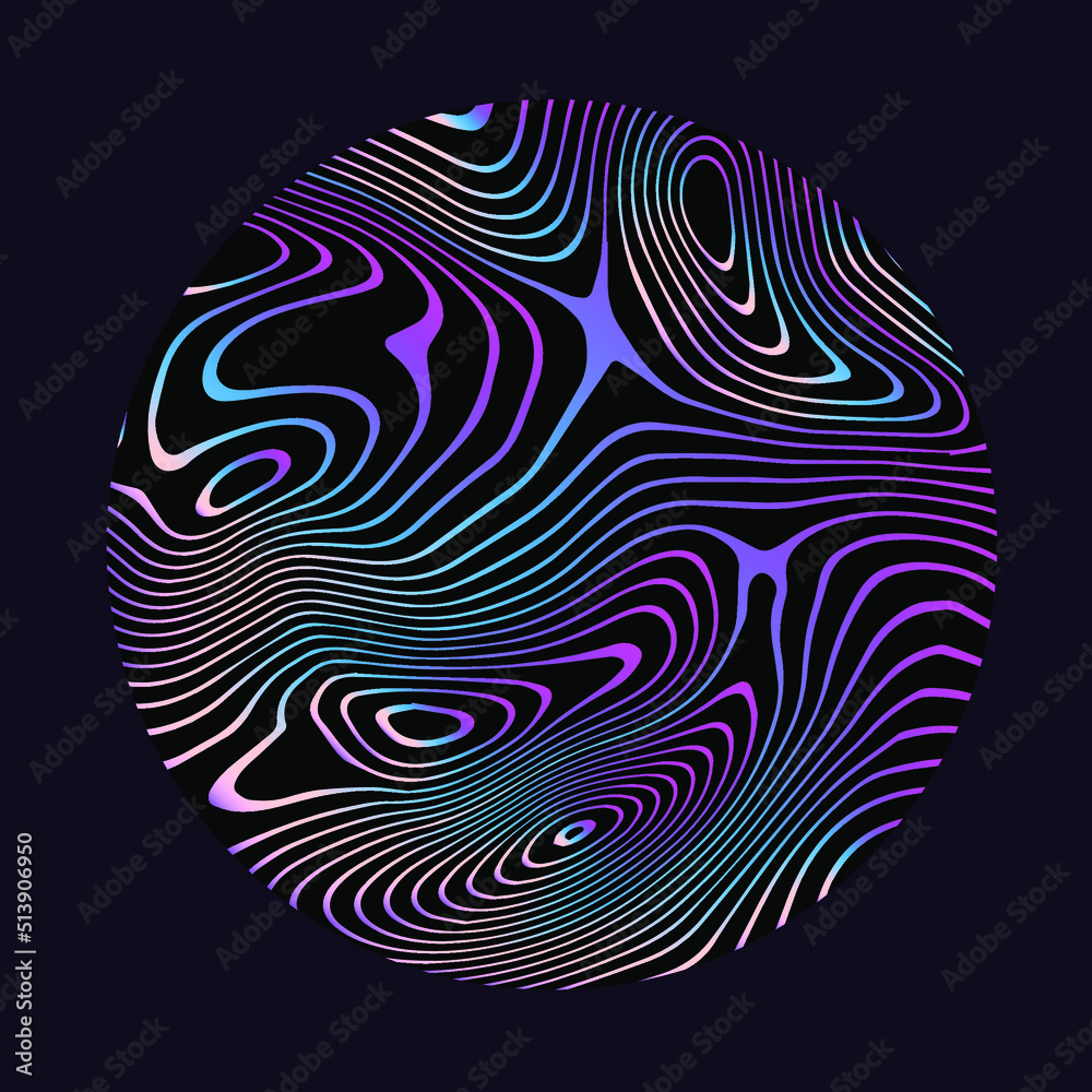 Poster holographic circle with glitched and distorted texture. abstract geometric illustration for poster o
