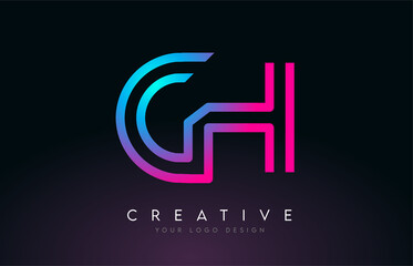 Monogram Lines CH C H Letter Logo Design. Creative Icon Modern Letters Vector Logo.