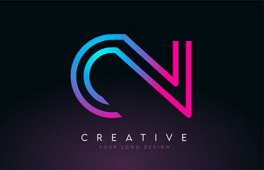 Monogram Lines CN C N Letter Logo Design. Creative Icon Modern Letters Vector Logo.