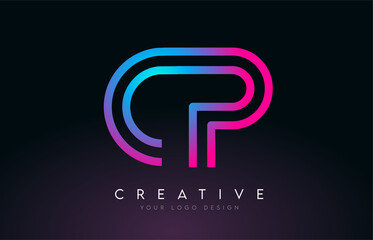 Monogram Lines CP C P Letter Logo Design. Creative Icon Modern Letters Vector Logo.