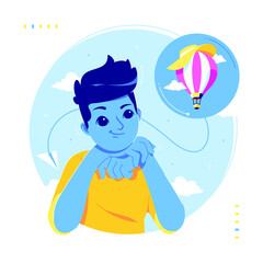 day dreaming boy character illustration