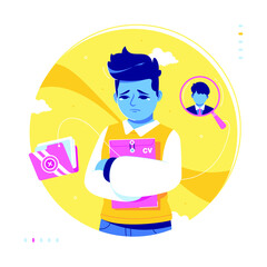 sad job seeker concept illustration design