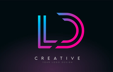 Fototapeta premium Monogram Lines LD L D Letter Logo Design. Creative Icon Modern Letters Vector Logo.