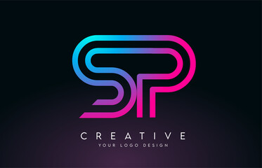 Monogram Lines SP S P Letter Logo Design. Creative Icon Modern Letters Vector Logo.