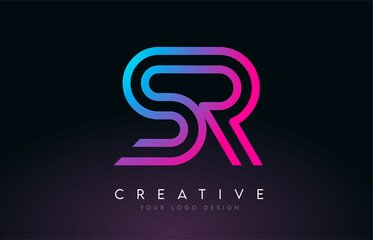 Monogram Lines SR S R Letter Logo Design. Creative Icon Modern Letters Vector Logo.