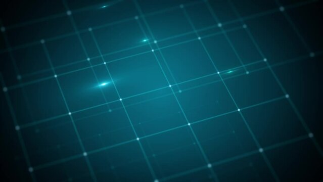 Abstract Technology Background With Grid Data Zooming In Loop/ 4k animation of an abstract minimal technology background with data grid and lines and outlined cube zooming in seamless looping