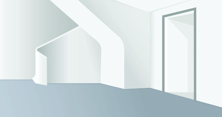 3D White interior Room Vector background. white background