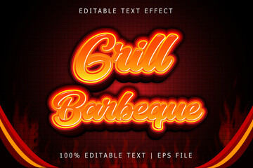 Grill Barbeque Editable Text Effect 3 Dimension Emboss Modern Style