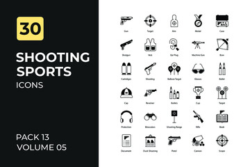 Shooting sport icons set