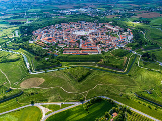 Fototapeta premium Bird's-eye view of the Renaissance city of Palmanova. Friuli.