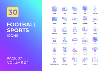 Football sports set in two tone color version. Flaticon collection set.