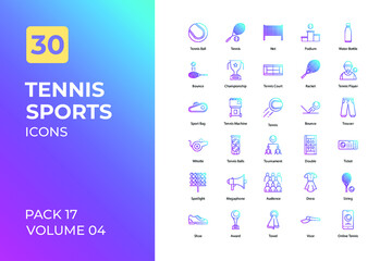 Tennis sports set in two tone color version. Flaticon collection set.