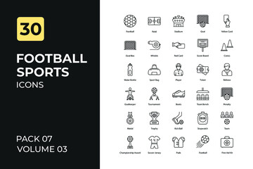 Football sports set in two tone color version. Flaticon collection set.