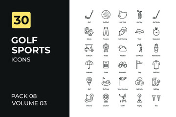 Golf sports set in two tone color version. Flaticon collection set.