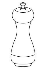 Spice mill. Sketch. Vector illustration. A device for grinding pepper. Outline on an isolated background. Doodle style. An idea for web design.