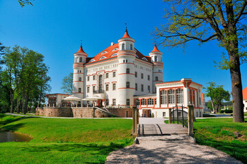 Palace in Wojanow, village in Lower Silesia Voivodeship, Poland.