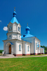 Fototapeta na wymiar Dormition of the Mother of God Orthodox Church in Dubiny, village in Podlaskie voivodeship. Poland. The church was built in 1872.