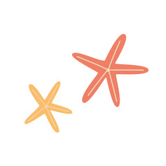Five-finger shaped marine starfish on isolated white background.Vector illustration. - obrazy, fototapety, plakaty