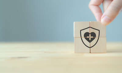 Health insurance concept. Healthcare, finance and medical service. Protection heart and medical...