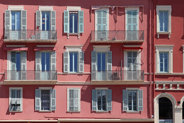 An old traditional facade of a house in Nice