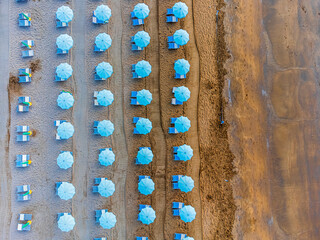 Sunrise in Lignano Sabbiadoro seen from above. From the sea to the lagoon, the city of holidays