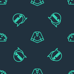 Set line Poncho, Hola and Taco with tortilla on seamless pattern. Vector © vector_v