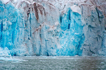 Deep Blue Glacier, Signehamna Harbor, Nordvest-Spitsbergen National Park, Krossfjord, Arctic, Spitsbergen, Svalbard, Norway, Europe