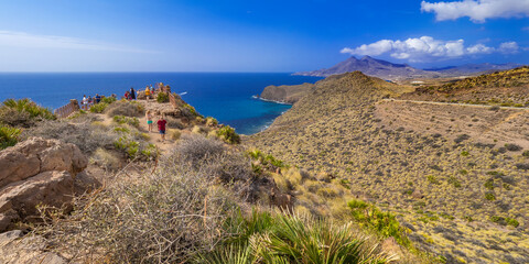 Rocky Coastline and Cliffs, Amatista Viewpoint, Cabo de Gata-Níjar Natural Park, UNESCO Biosphere...