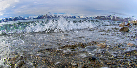 Sea Waves, Billefjord, Arctic, Spitsbergen, Svalbard, Norway, Europe