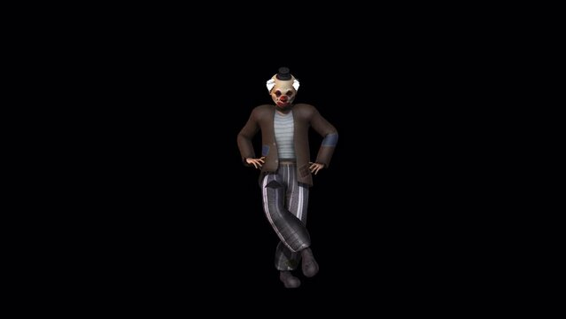 Clown Dance &ndash; Halloween Concept, Animation.3840&times;2160.15 Second Long.Transparent Alpha video.
