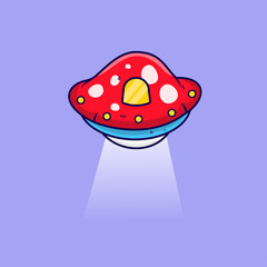 alien mushroom space illustration vegetable icon vector