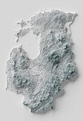 Shaded relief map with vertical exaggeration of Baltic States - Lithuania, Latvia, Estonia. Created of Shuttle Radar Topography Mission (SRTM) free elevation data from NASA using 3D software.