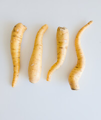 baroa potatoes on white background