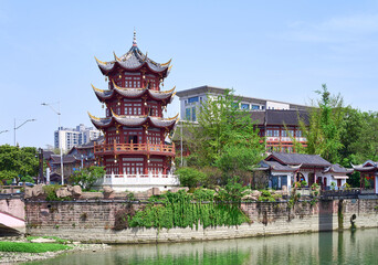Naklejka premium Sanhua Building on Qintai Road, Chengdu, Sichuan, China