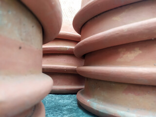 CLOSE UP RED CLAY POTS