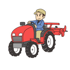 トラクターと男性農家