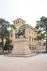 Fototapeta na wymiar VERONA, ITALY - Statue of Garibaldi in Piazza Indipendenza, Verona, Italy