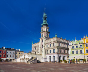 Fototapeta na wymiar Town Hall at Great Market Square (Rynek Wielki) in Zamosc