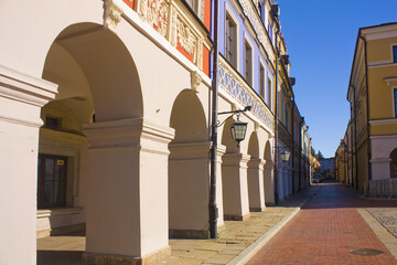 Historical Arcade at Great Market Square in Zamosc, poland - obrazy, fototapety, plakaty