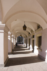 Historical Arcade at Great Market Square in Zamosc, Poland