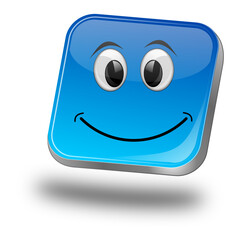 Button with smiling face - 3D illustration