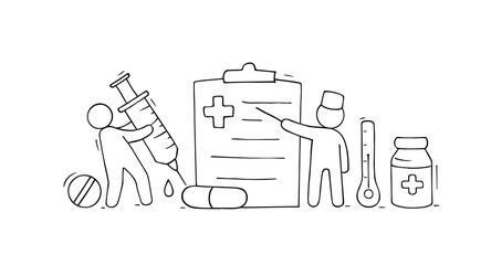 Doctor with list of medical check up.