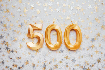 500 followers card. Template for social networks, blogs. Festive Background Social media...
